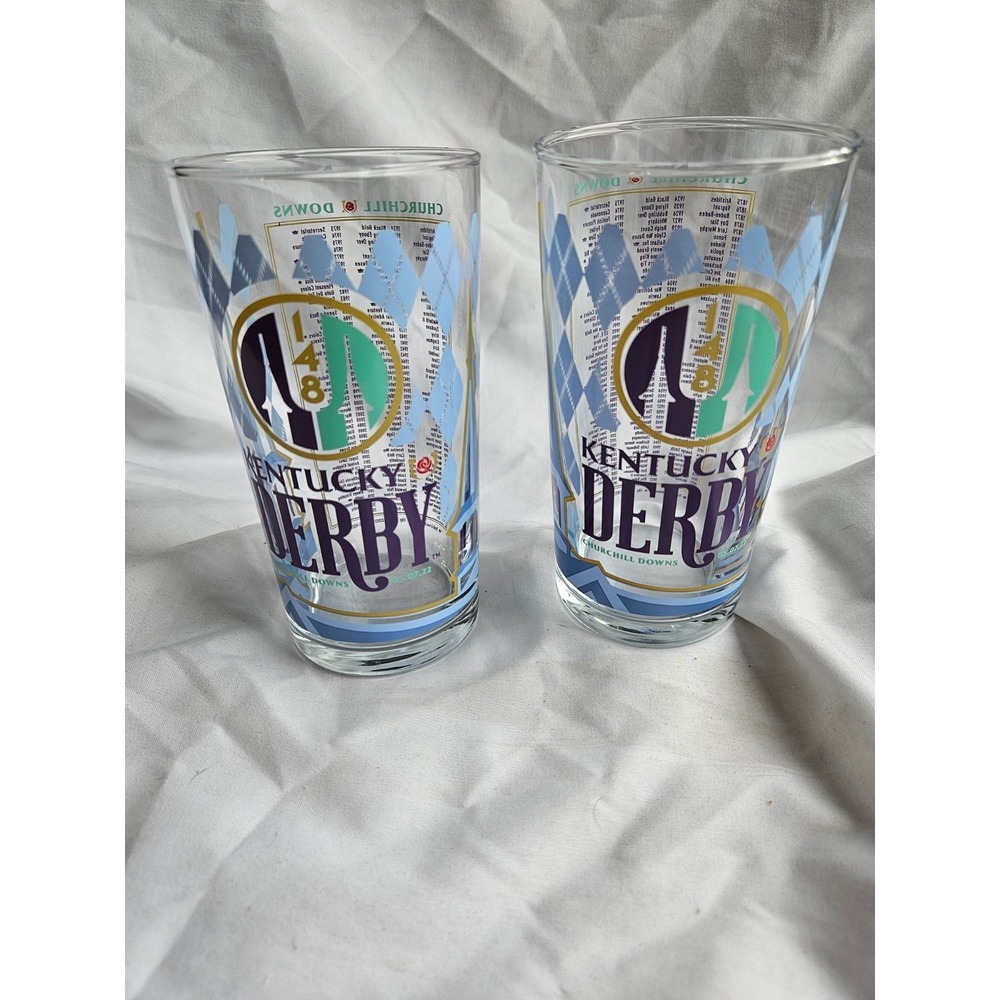 Kentucky Derby 148 Churchill Downs 2022 Mint Julep Glasses Souvenir Cocktail 5"